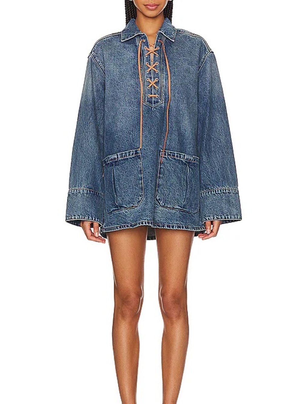 GRLFRND Marisa Laced Tunic Dress in Nashville Suede